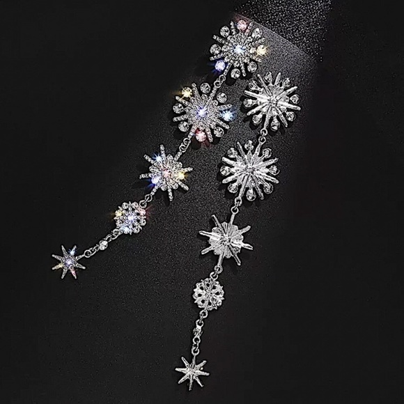 NORTH STAR RHINESTONE DROP EARRINGS - Picture 3 of 6